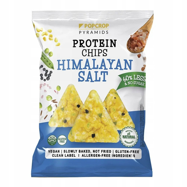 POPCROP Piramidki Chipsy Proteinowe Sól Himalajska Bezglutenowe 60g