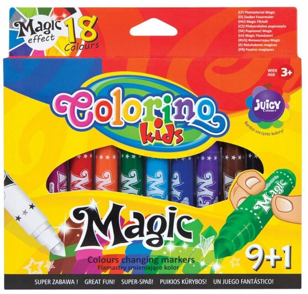 Pisaki Mazaki Flamastry Szkolne MAGIC Zmieniające Kolor 10 Sztuk Colorino