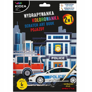 Wydrapywanka z Kolorowanką POJAZDY 6 Arkuszy z Rysikiem Kidea