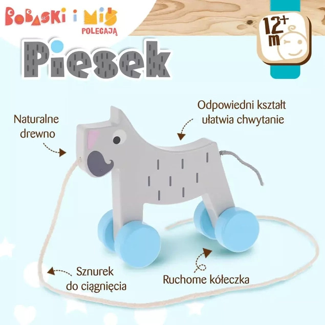 ZABAWKA DREWNIANA PIESEK BOBASKI I MIŚ TREFL