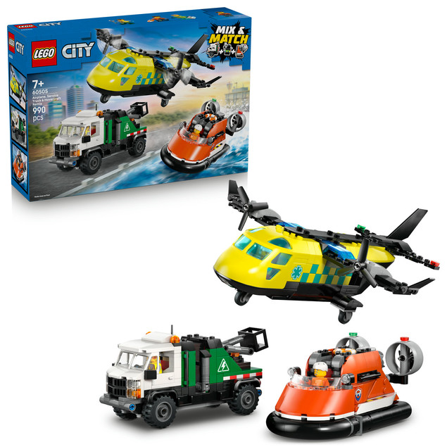 LEGO City 60505 Zestaw Ratunkowy 3w1: Samolot, Ciężarówka, Poduszkowiec