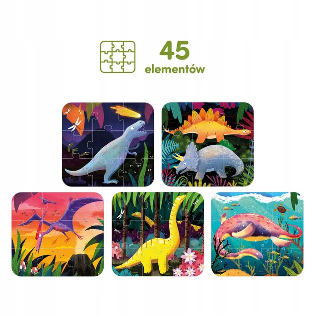 CzuCzu Puzzle Fantastyczne Dinozaury 3+ dla dzieci 5 układanek