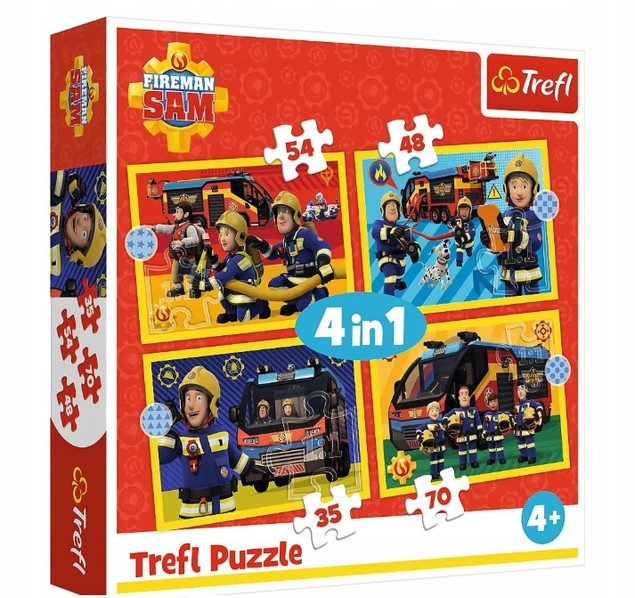 TREFL PUZZLE 4W1 Strażak na Sygnale Sam 34348 dla Dzieci