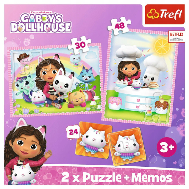 KOCI DOMEK GABI 2W1 GRA MEMO MEMORY + 3 x PUZZLE dla dzieci +3 lata