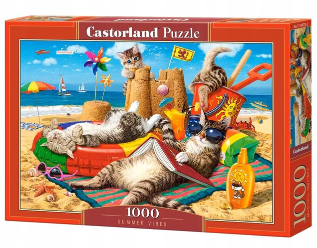 Puzzle 1000 Układanka Zwierzęta KOTY Kotki Plaża Ocean Lato 9+ Castorland