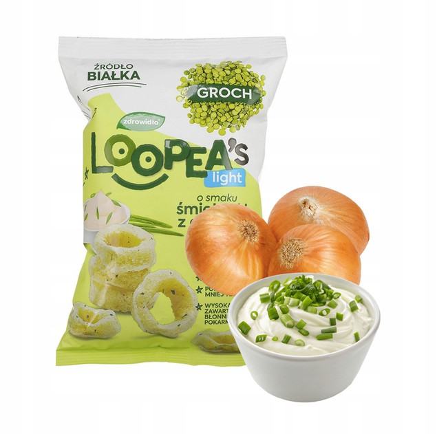 Chrupki z Grochu o Smaku ŚMIETANKI Z CEBULKĄ Loopea's 50g