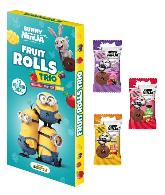 BUNNY NINJA fruit rolls TRIO zestaw owocowych przekąsek 3 smaki 45g