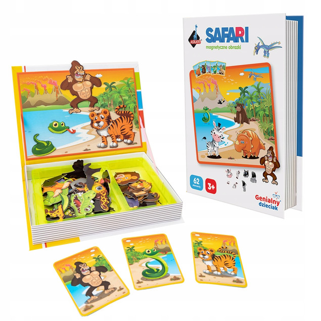 Askato Genialny Dzieciak Układanka Magnetyczna Safari 62 el.