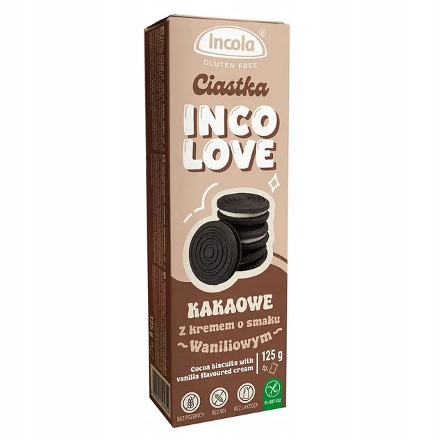 Bezglutenowe ciastka WANILA KAKAO 125g INCOLOVE Skład