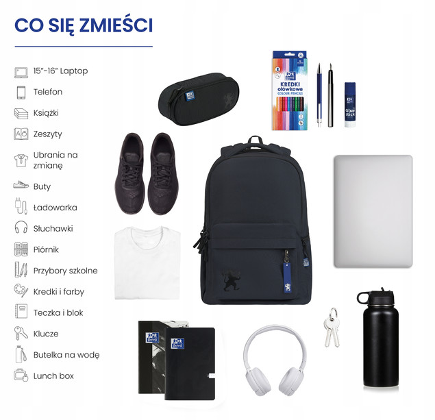 Plecak Szkolny Oxford Czarny 26 l Wielokomorowy na Laptopa A4 Wodoodporny