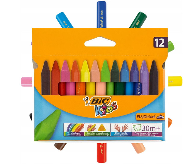 Kredki świecowe trójkątne BIC Plastidecor Triangle 12 kolorów