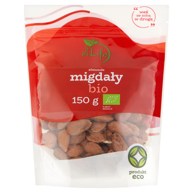 BIOLIFE Migdały Ekologiczne BIO Zdrowa Przekąska Wysoka Jakość 150g