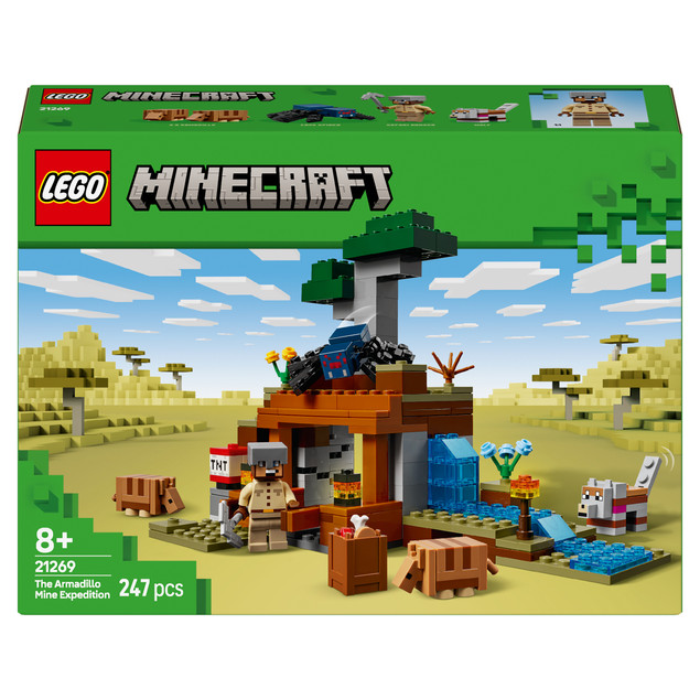 LEGO Minecraft Wyprawa do pancernikowej kopalni 21269 – Zestaw z TNT i Pancernikami