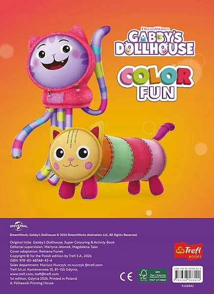 Książka aktywizująca Gabby's Dollhouse, kolorowanka Trefl