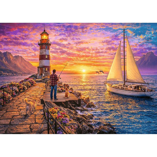 Puzzle Trefl 500 elementów. Latarnia o zachodzie słońca