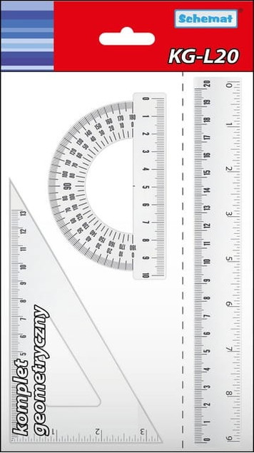 Komplet Geometryczny Duży KG-L20 3w1 (Ekierki, Kątomierz)