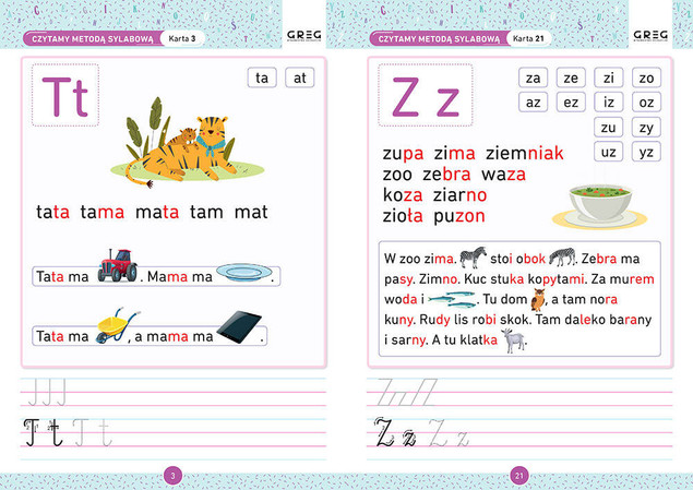 Czytanie metodą sylabową. Karty pracy w szkole i w domu
