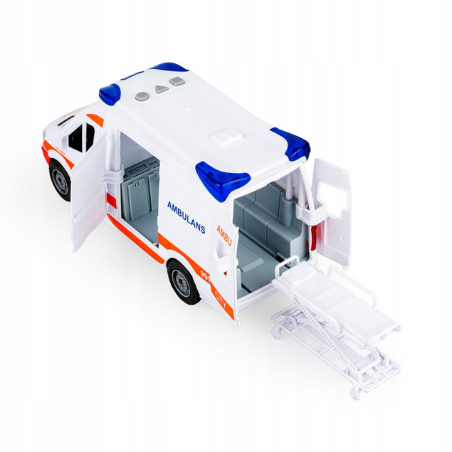 Ambulans Dumel z dźwiękiem i światłem, plastikowy, 17 cm