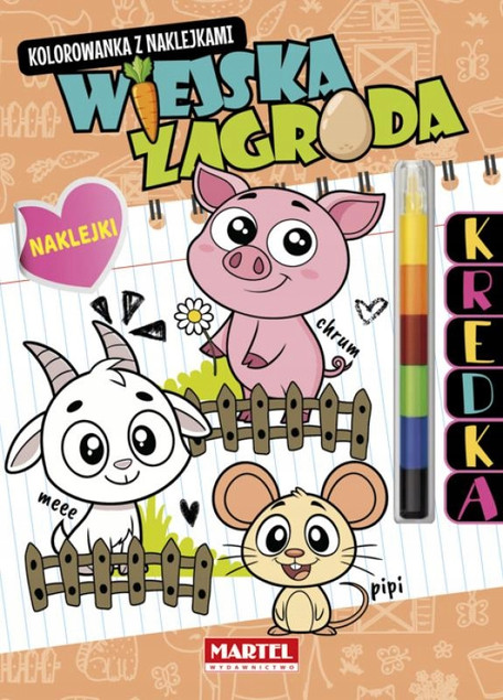 Kolorowanka WIEJSKA ZAGRODA z Kredką Modułową i Naklejkami Martel