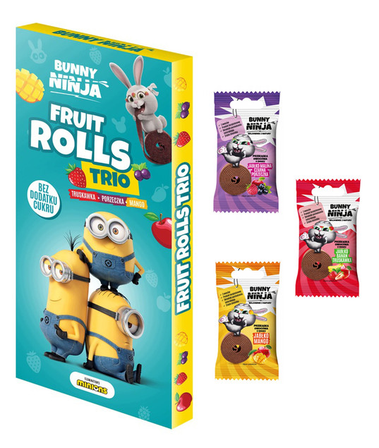 BUNNY NINJA fruit rolls TRIO zestaw owocowych przekąsek 3 smaki 45g