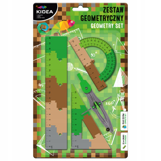 Zestaw Geometryczny 4 Elementy 20 cm CYRKIEL EKIERKA KĄTOMIERZ Moro Kidea
