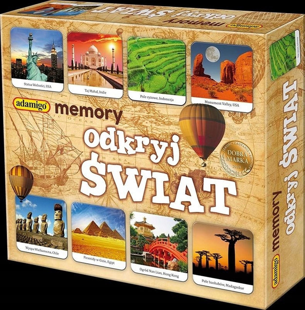 Memory Odkryj Świat – Adamigo | 80 kart | 2-6 graczy | 7+