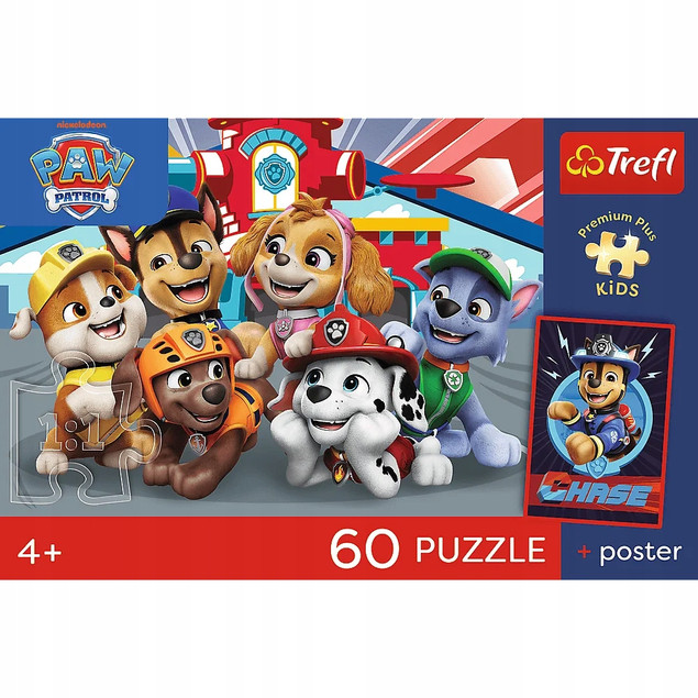 Trefl Puzzle Paw Patrol 60 el. Psie popołudnie + Plakat
