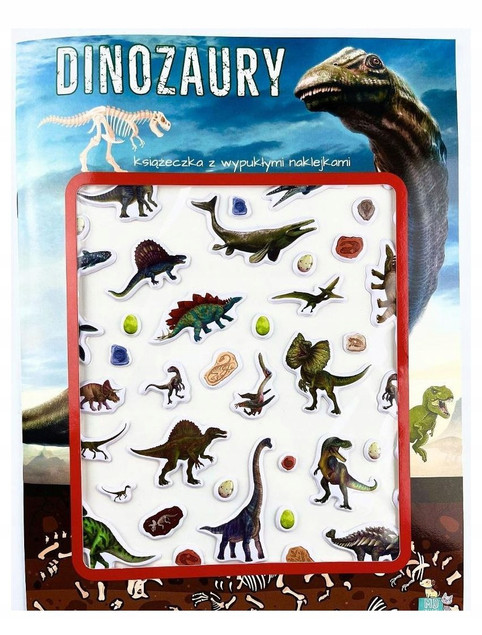 Książeczka z wypukłymi naklejkami Dinozaury