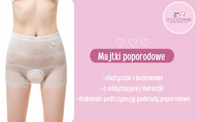 BOCIOLAND Wielorazowe MAJTKI POPORODOWE Siateczkowe Rozmiar XL 2szt. BL028