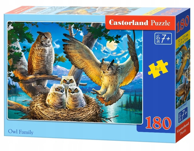 Puzzle 180 Układanka Ptaki SOWY Sówki Sowa Noc Widok 7+ Castorland