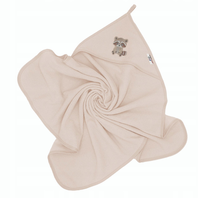 Okrycie Kąpielowe Z Kapturkiem Ręcznik 80x80 Bawełna BEŻOWE SZOP Bocioland