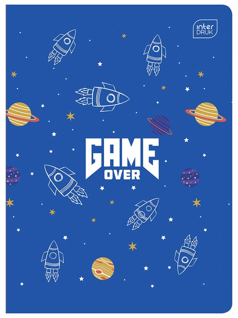 Zestaw 4 zeszytów A5 w trzy linie 16 kartek INTERDRUK GAME OVER