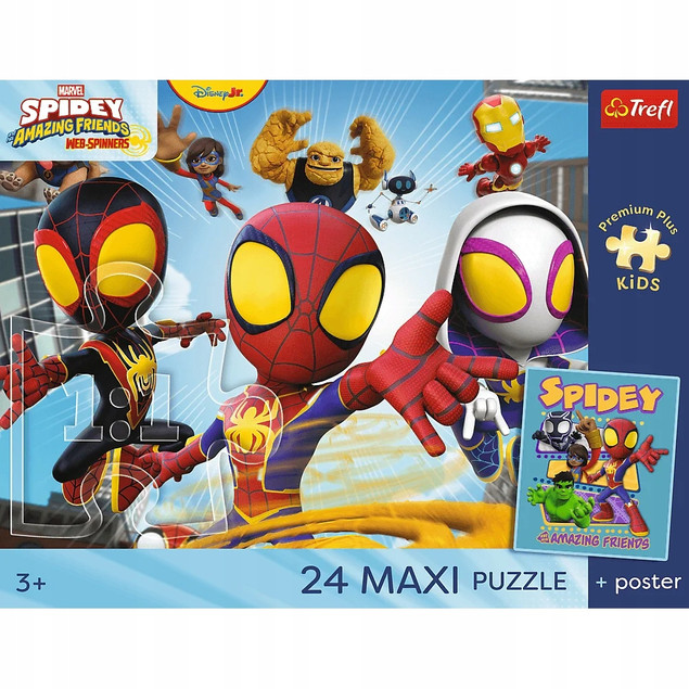 Trefl Puzzle PPK 24 Maxi, Spidey i kumple - Przygody pajęczej ekipy +plakat