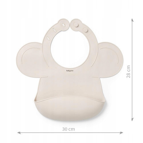 Silikonowy śliniak z regulowanym zapięciem Babyono 1639/04 beżowy