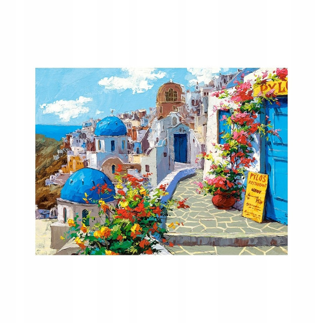 Puzzle 2000 OBRAZ MIASTO SANTORINI GRECJA Castorland 
