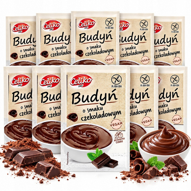 10x Budyń czekoladowy o smaku czekoladowym bez glutenu 40g Celiko