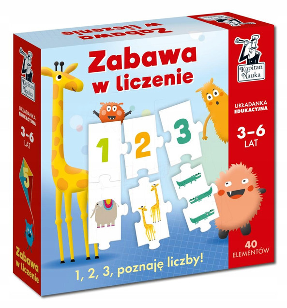 Układanka liczbowa 1‑10 (40 puzzli) – Kapitan Nauka