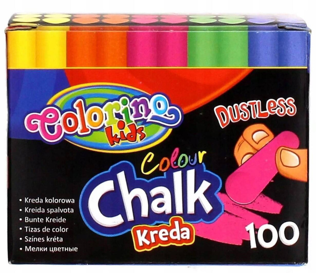Kreda Kolorowa Bezpyłowa 100 Sztuk Colorino 33169