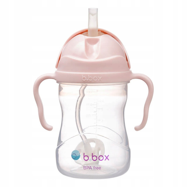 B.BOX Bidon Niekapek z Obciążoną Słomką 240 ml Jasny Różowy 6m+