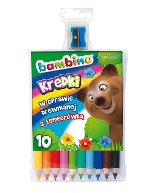 Kredki Ołówkowe BAMBINO Jumbo Grube 10 Kolorów z Temperówką