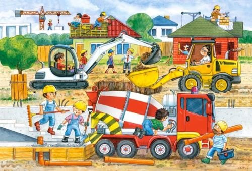 Puzzle MAXI 40 Układanka Auta PLAC BUDOWY Koparka Spychacz 4+ Castorland