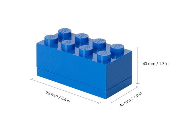 Pojemnik LEGO Mini Klocek 2x4 Niebieski – Organizer na Przekąski BPA Free