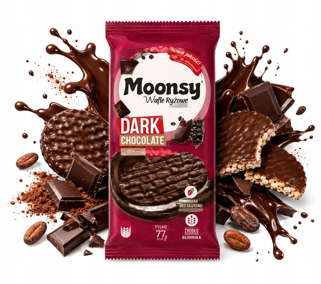 Moonsy Wafle Ryżowe w Czekoladzie Deserowej 65 g