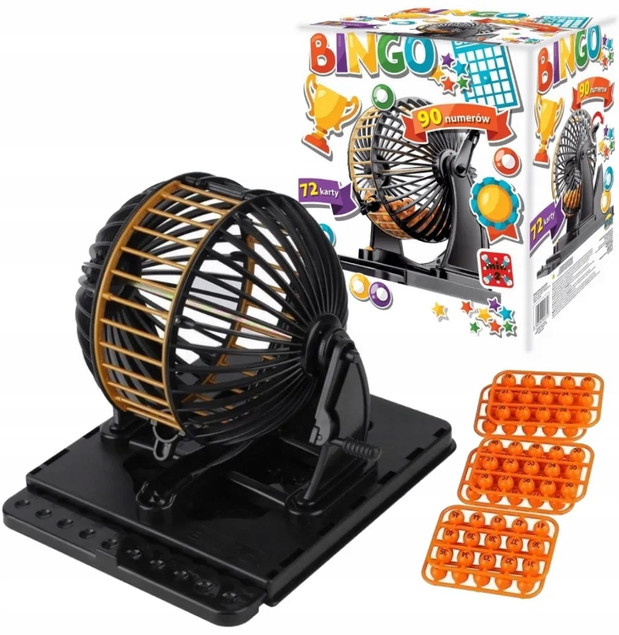 BINGO Gra Rodzinna Towarzyska Maszyna Losująca 3+ Dromader
