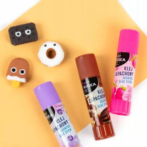3x Klej W Sztyfcie Kidea Zapachowy Szkolny 15g Mocny Trwały Kolorowy