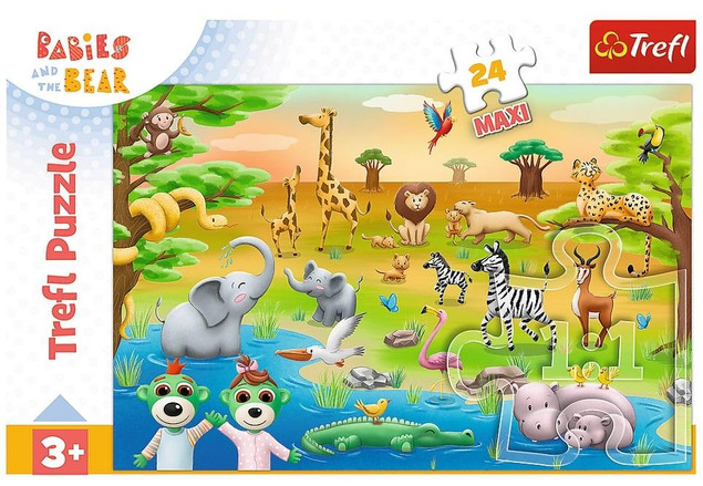 Puzzle Trefl 24 elementów Safari - Bobaski / KAZSTUDIO Bobaski i Miś