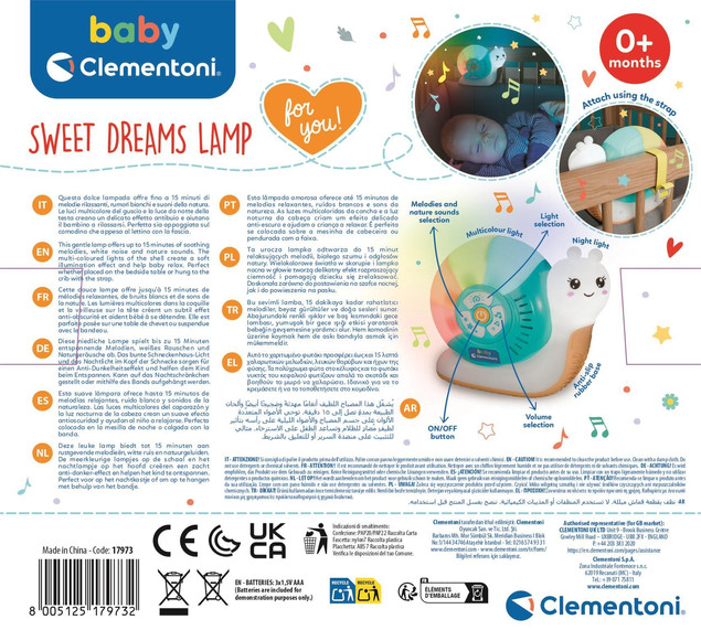 Lampka Nocna Clementoni Ślimak Wielokolorowy z Muzyką i Światłem +0m