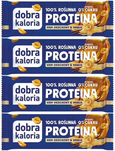4x Naturalny Baton Proteinowy Bez Cukru ORZECH WANILIA Dobra Kaloria