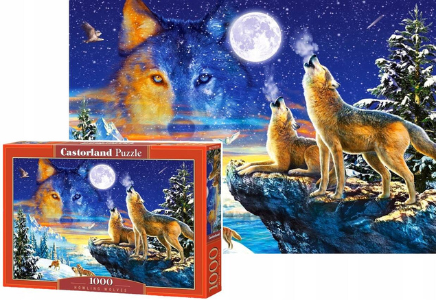 Puzzle 1000 Układanka Dla Dzieci Widok Zwierzęta WILKI Zima 9+ Castor