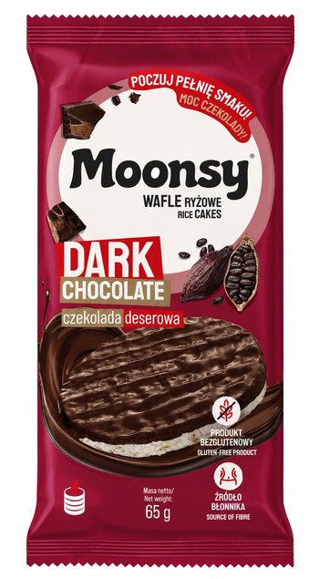 Moonsy Wafle Ryżowe w Czekoladzie Deserowej 65 g